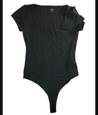 Puff Sleeve SWS Contour Black Women's 1 Piece Leotard Size XL Blouse