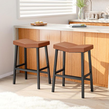 Rustic Brown  Black Bar Stools Set of 2, 24 Inch Counter Height Chairs