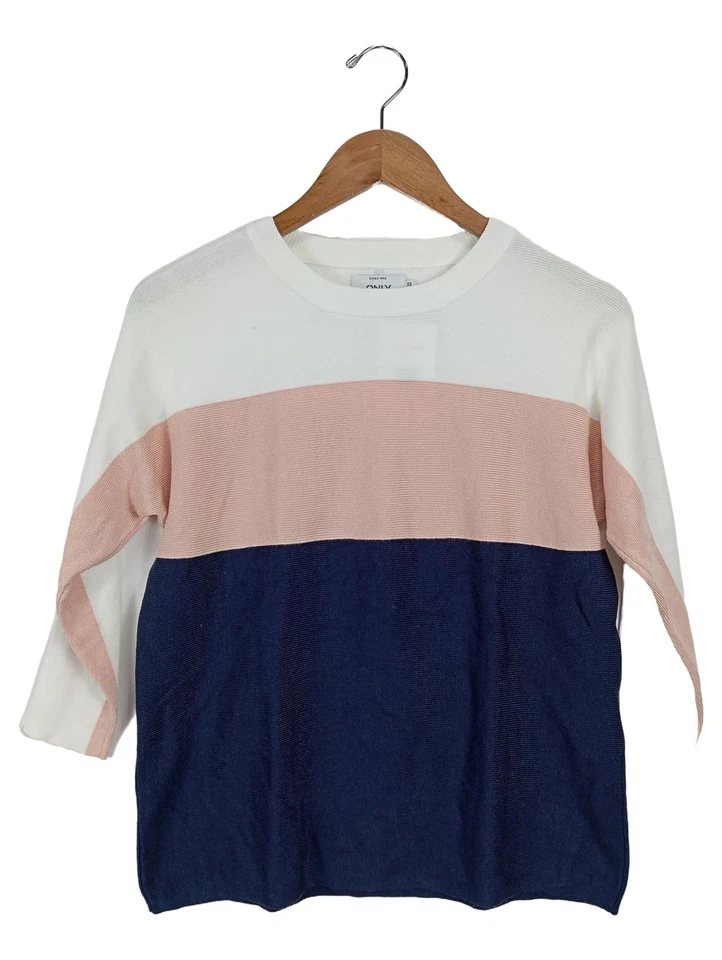 ONLY Pull Femme Rayé Multicolore Manches 3/4 Viscose (EU 34, INT XS) - Photo 1/4