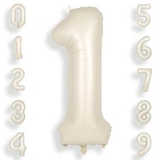 40 Inch Cream White Large 1 Balloon Numbers Big Foil Helium Number Balloons 0...