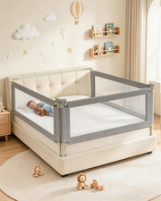 3-Piece Full Size Bed Rail for Toddlers, Baby Bed Rail Guard with Height Adjusta