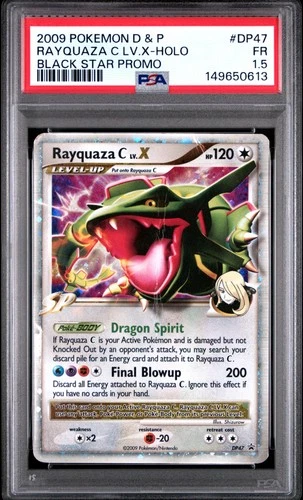 2009 POKEMON DIAMOND & PEARL BLACK STAR PROMO #DP47 RAYQUAZA C LV.X-HOLO PSA 1.5