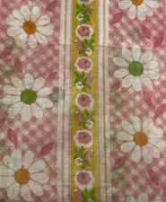 Canopy Bed Scarf Cover Daisy Flower Power Pink Sheer Cotton Blend Vintage 202x60