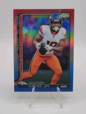 2025 Topps Chrome Football Marvin Mims Jr. Red White Blue Refractor Broncos 