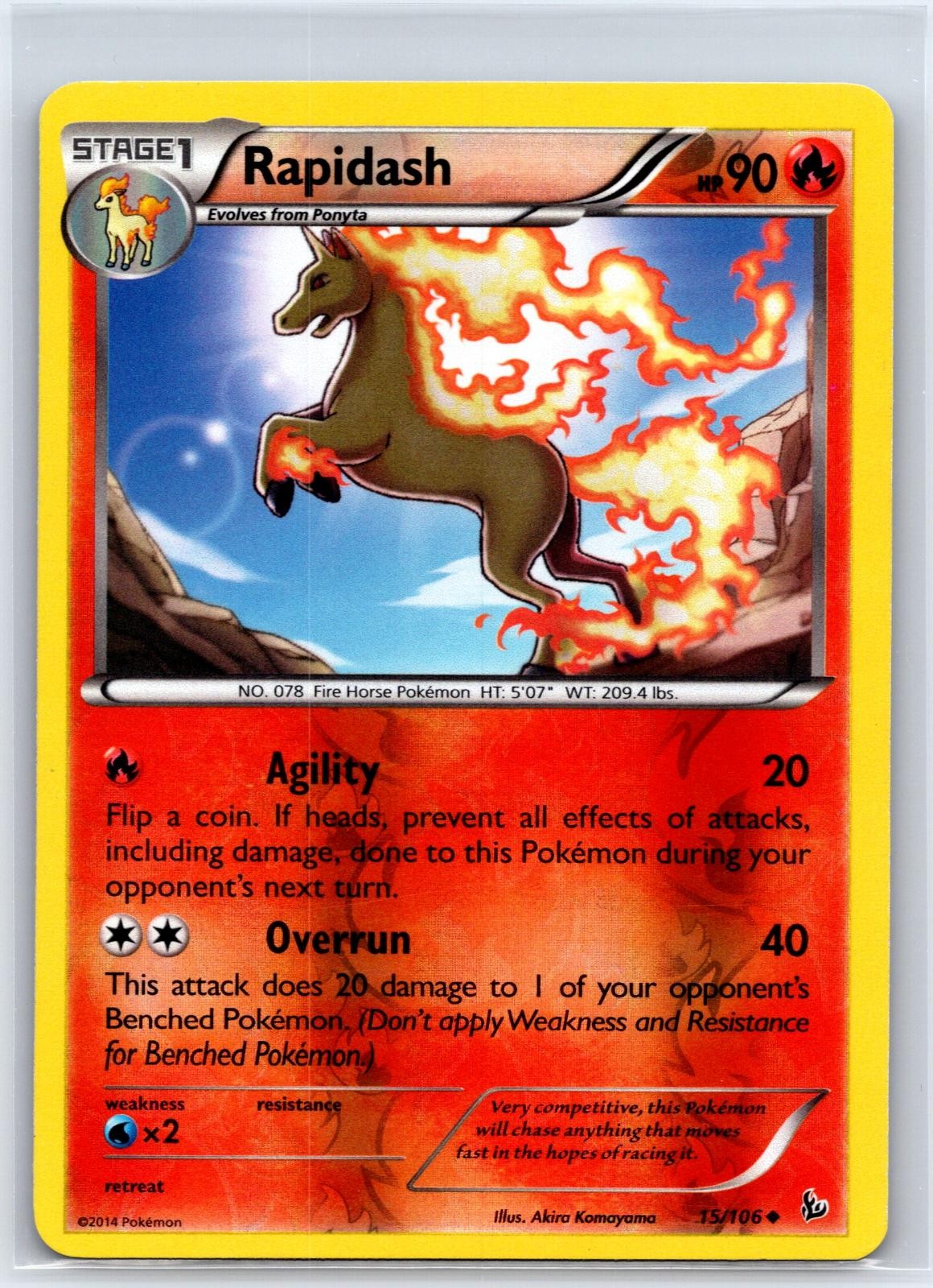 Rapidash 15/106 Uncommon Flashfire Pokemon Reverse Holo NM/M