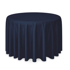 10 Pack 120" Round Polyester Fabric Tablecloths for Wedding Banquets - Navy Blue