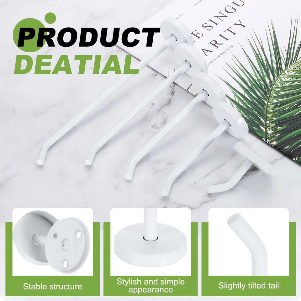 2Pcs 4.7 Inch Coat Hooks, Stainless Steel Long Nose Wall Mount Hook, White Foto 3 de 4