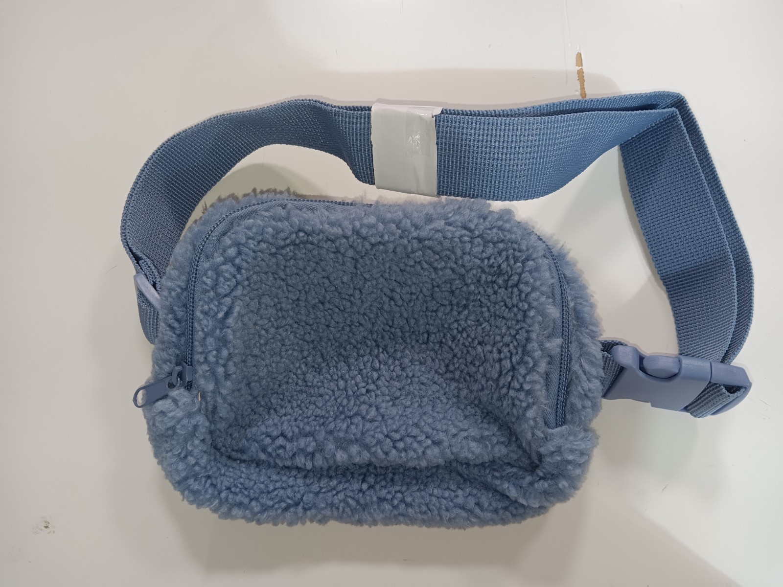 ULTA Beauty Sherpa Fleece Fanny Pack Belt Bag Pouch Dusty Blue 9 X 6 New