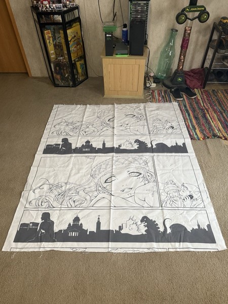 Tela de anime Godzilla vintage IKEA 'Asa Ekström 2008 manga japonés ' ***RARA