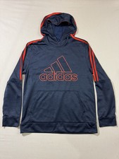 Adidas Pullover Hoodie Youth XL 18/20 Blue with Orange Trim