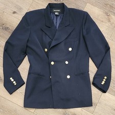 Halston Vintage 90s Navy Blazer Gold Buttons Old Money Classic Preppy Minimalist