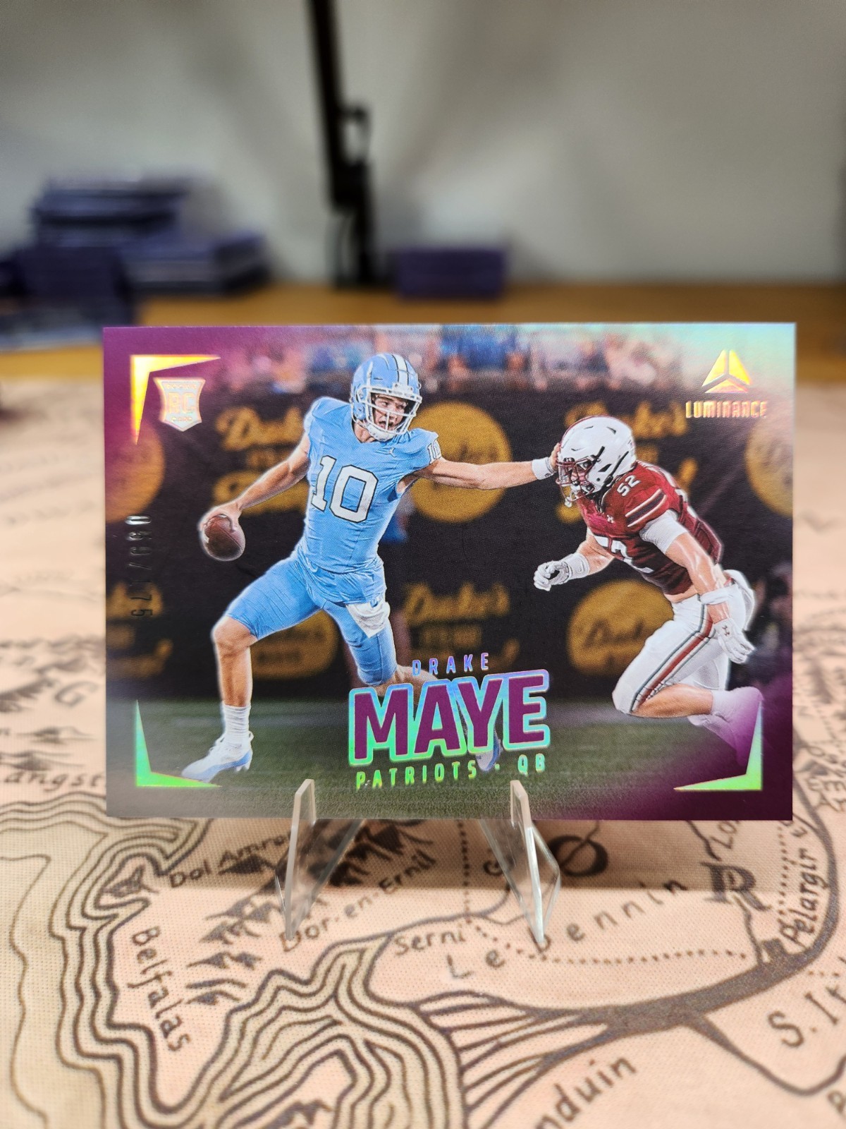 Drake Maye 2024 Panini Luminance RC Horizontal Purple Parallel /175 #177 Patriot