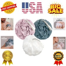 Bath Shower Loofah Sponge Pouf Body Scrubber Exfoliator Body Wash Sponge Set ...
