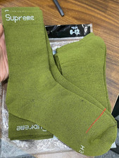 Supreme Green Crew Socks Hanes 4 Pack Size 6-12 Box Logo Style Streetwear - NWT
