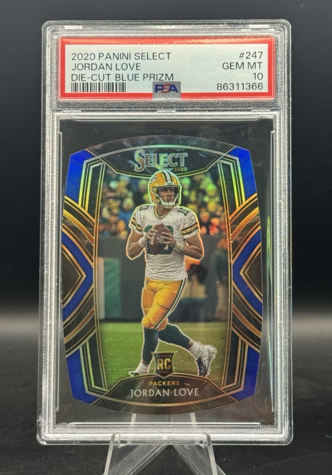 Jordan Love 2020 Panini Select #247 Die-Cut Blue Prizm PSA 10