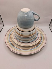Candy Stripe by Linea Earthenware Dining Set for One Plates Bowl and Cup