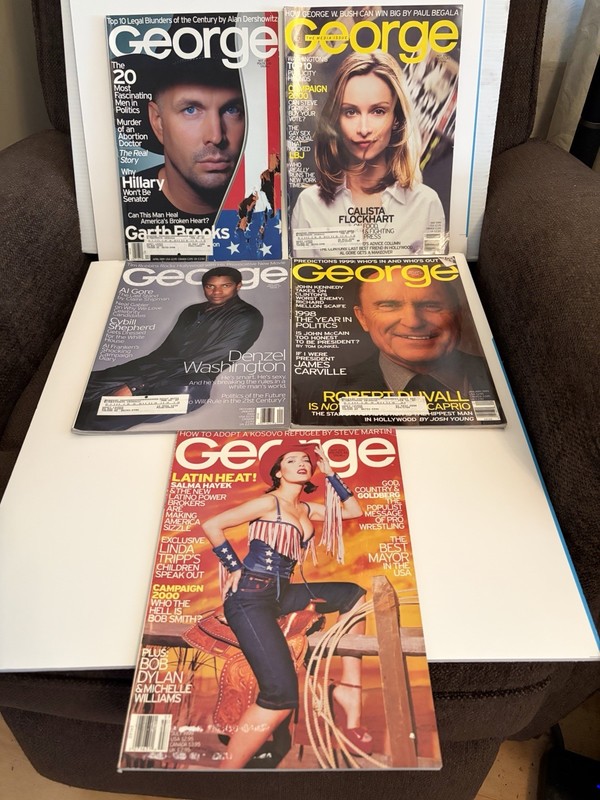 Lot of 5 George Magazine Denzel Washington Garth Brooks Selma Hayek 1999 2000