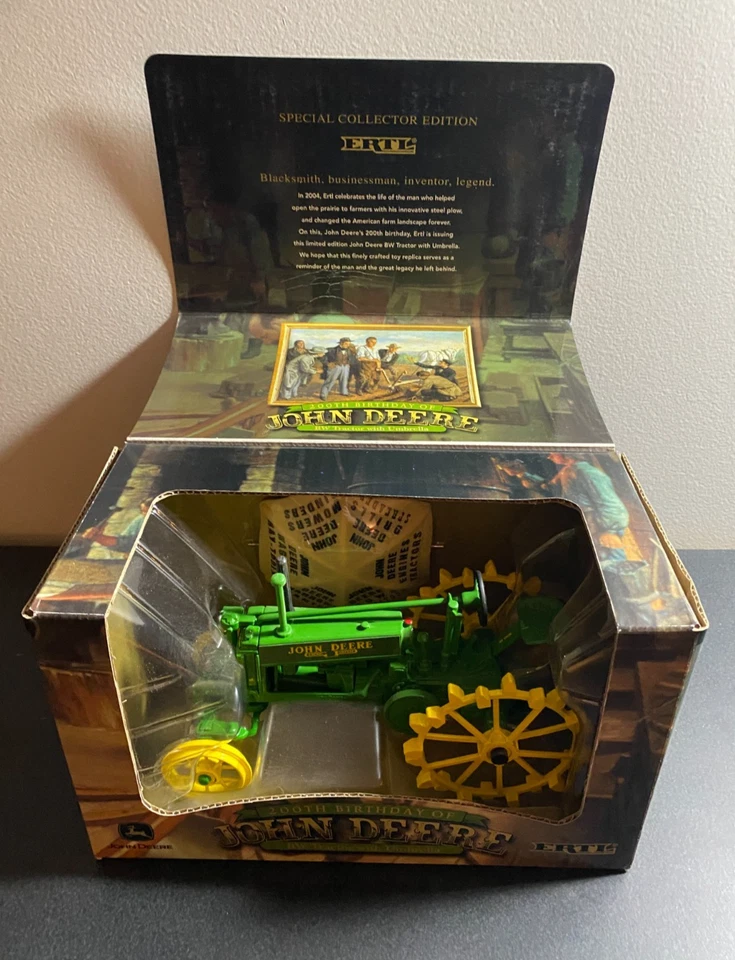 ERTL John Deere BW Tractor with Umbrella DieCast Metal 1/16 Scale 200th Birthday - Image 2 of 4