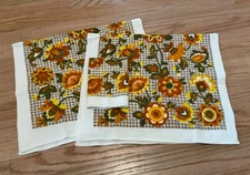 Orange Yellow Floral 2x Hand Towel & Washcloth Set By Sayco - Vintage 60s 70s