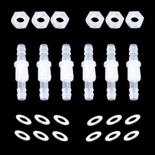 3/16” Thru-Bulk Bulkhead Plastic Hose Barb Fittings Union 3/16 Inch, 6 pcs 