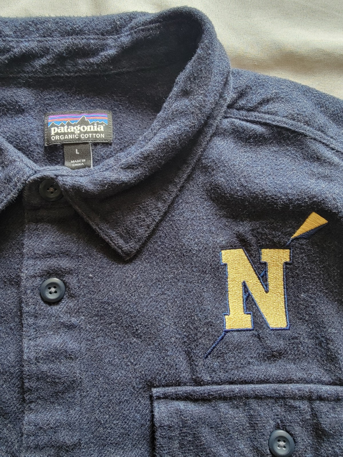 FILA Camicia Patagonia Blu Flanella Uomo Taglia Large Stati Uniti Navy Canottaggio Logo Crew