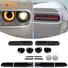 Smoked Taillight Headlight Guard Trim Shell Cover Kit For Dodge Challenger 2009