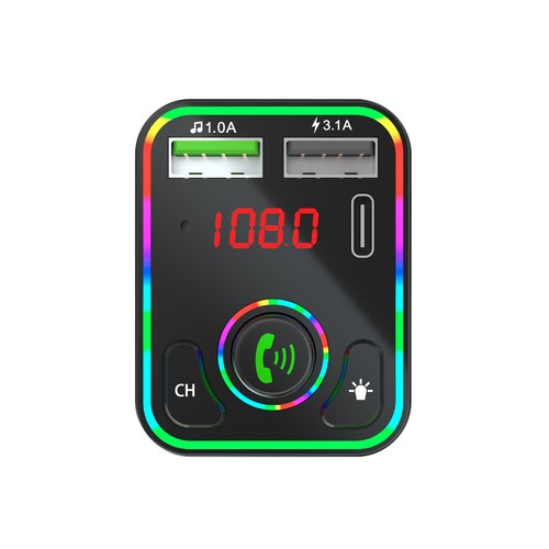 Car Wireless FM Transmitter 2*USB PD Bluetooth 5.0 Charger Adapter AUX Hand-Free - Afbeelding 4 van 14