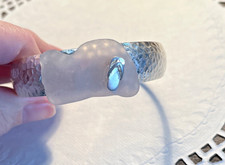 HANDMADE ARTISON CUFF BRACELET- RARE PINK SEAGLASS AND .925 FLIPFLOP ACCENT, GIF