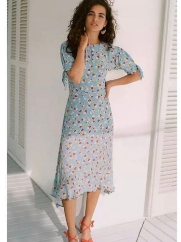 Faithfull The Brand Floral Midi Dress Blue M / US 6 light blue summer Guest