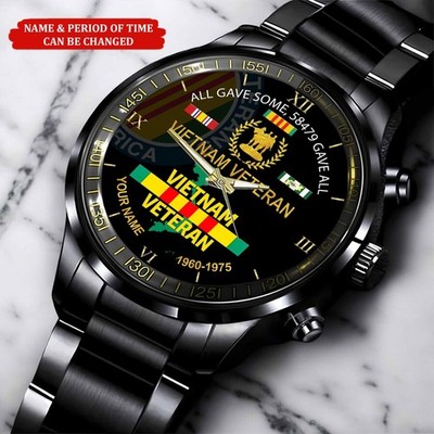 Personalized Vietnam Veteran Watch Military Father's Day Gift for Dad Grandpa