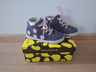Lurchi Lauflernschuhe Gr. 23 Mädchen Blau Rosa Blumen TOP Zustand