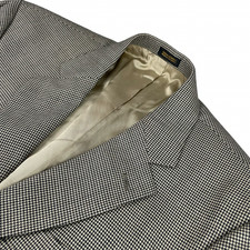 Stafford Men's 100 Wool 2-Button Blazer Beige/Black Houndstooth   40R