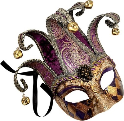 Unisex Mens Masquerade Jolly Jester Mask Halloween Cosplay Carnival Party 