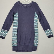 Between Me You Navy Blue Wool Mini Dress Sweater Knit Long Sleeve Womens L Shift