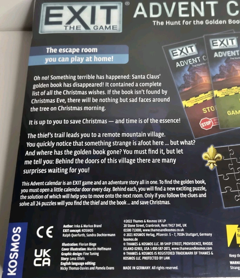 EXIT: The Game Advent Calendar The Hunt For The Golden Book *READ Sealed Unused - Image 3 of 4