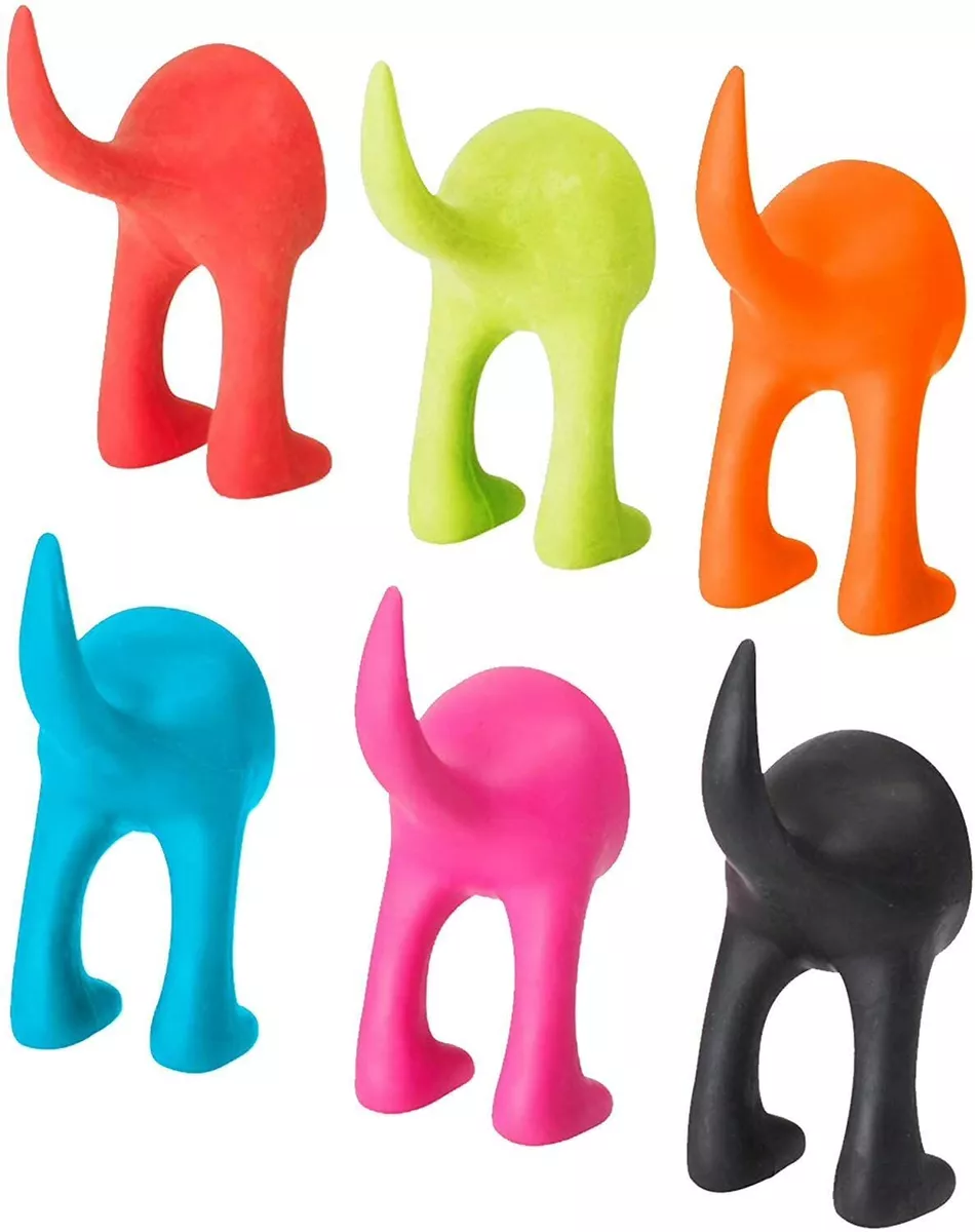 Dog Tail Wall Hooks Hangers 12cm - Red Green Blue Pink Orange Black Full  Set