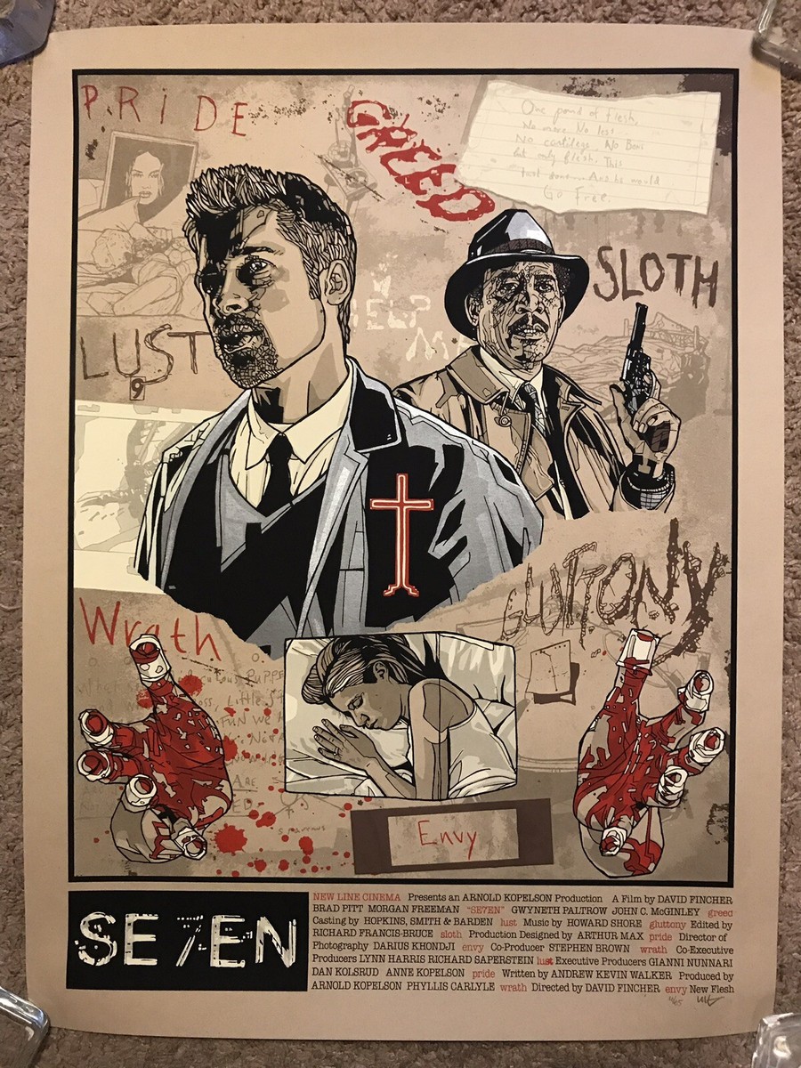 Seven Se7en Brad Pitt Morgan Freeman New Flesh Movie Horror Print