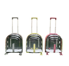 Breathable Cat Dog Pet Carrier 4 Wheels Transparent Trolley Case Travel Bag