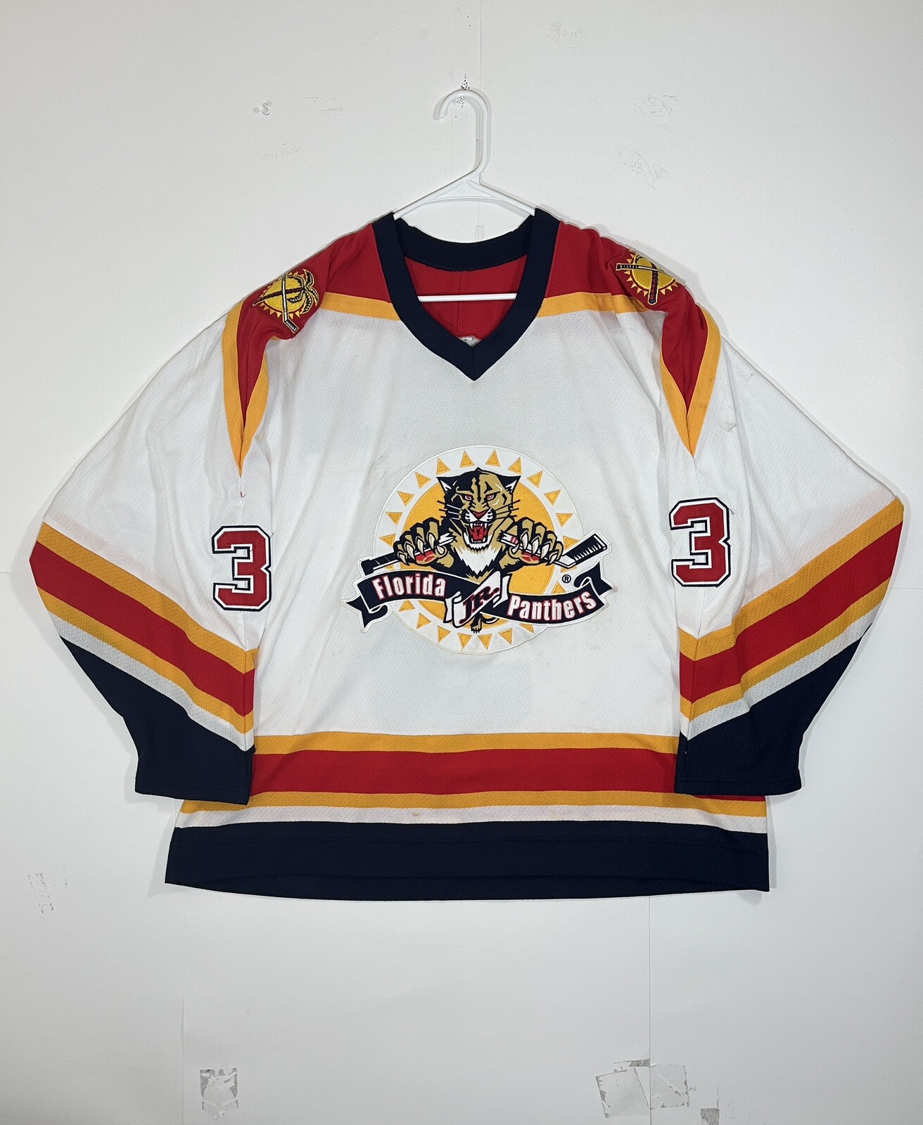 CCM Maska Florida Panthers XL Junior Hockey Jersey Vintage Y2K Distressed NHL