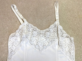 2 VTG Olga & Wandermaid 1980s Full Slip Black White Lace 34 A Antron Nylon