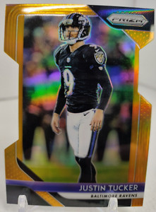 JUSTIN TUCKER #/249 ORANGE DIE-CUT 2018 Panini Prizm Football #182 Ravens