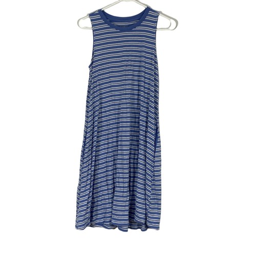 Time And Tru Womens Blue Striped Round 