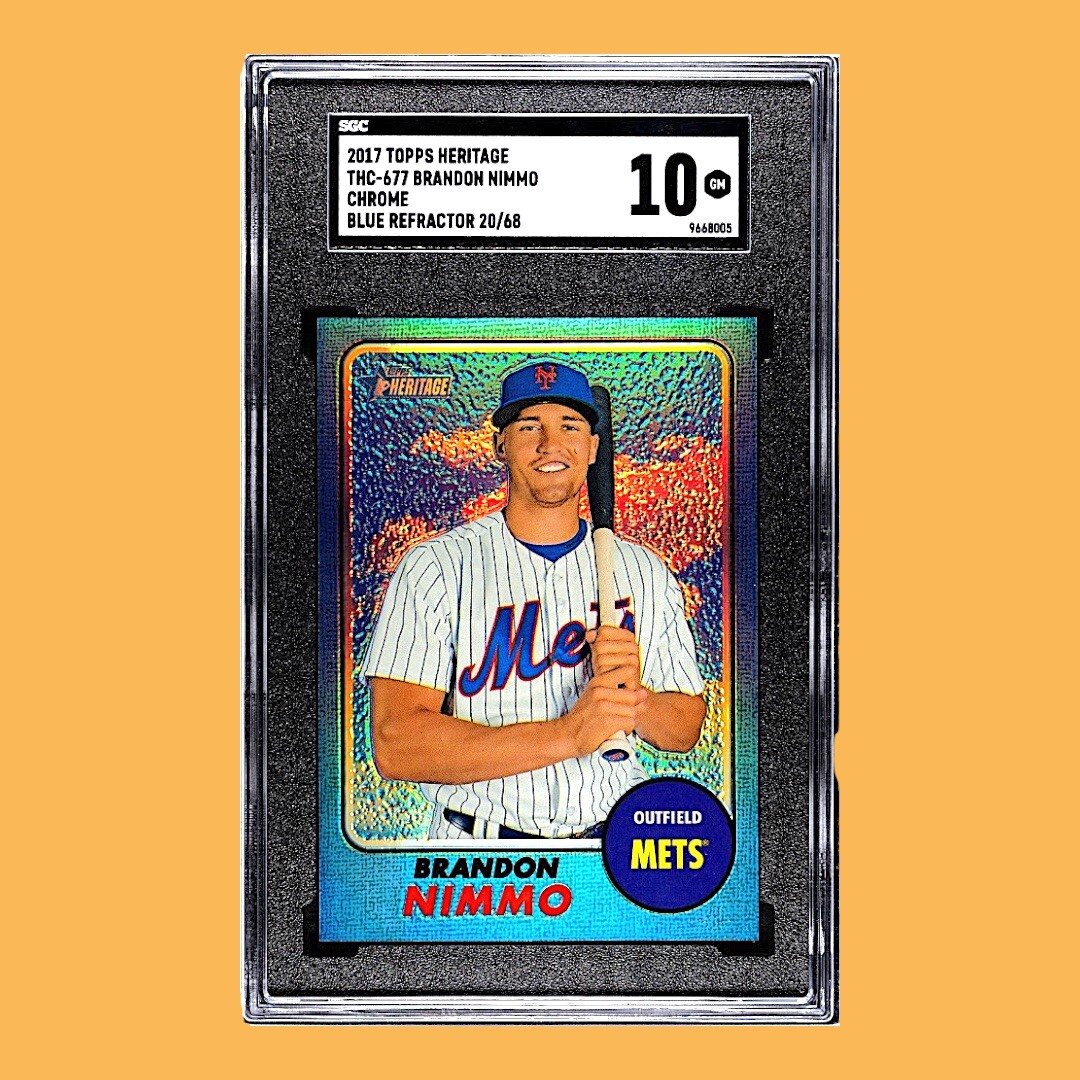 RARE 2017 Topps Heritage Brandon Nimmo Blue Chrome Refractor # /68 SGC 10 POP 2
