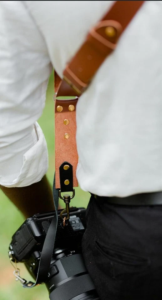 双肩皮革数码单反相机带 — 第 3/4 张图片