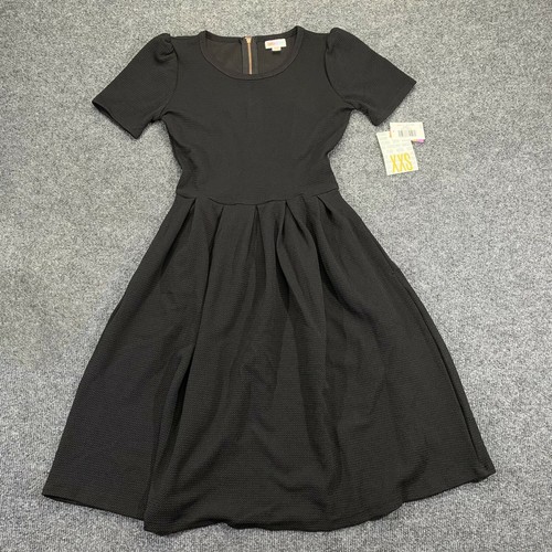 LULAROE Solid Black Amelia Dress XXS 