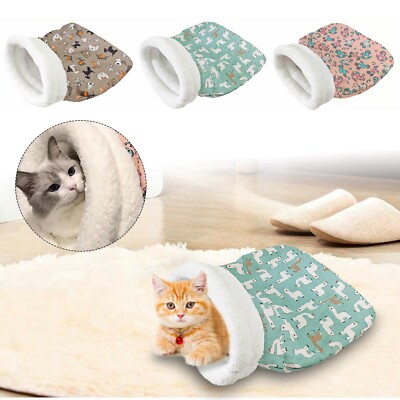 Winter Warm Cat Nest Sleeping Bag Cozy Soft Pet Bed Semi Enclosed Plush Cats Bed