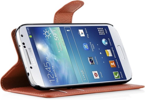New Brown Card Holder Flip Wallet Leather Case Cover For Samsung Galaxy S4 - Zdjęcie 4 z 4