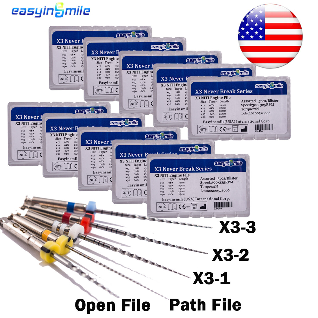 10PK Dental Endo Rotary File X3 Niti engine Files 25mm Endodontic file No break 2
