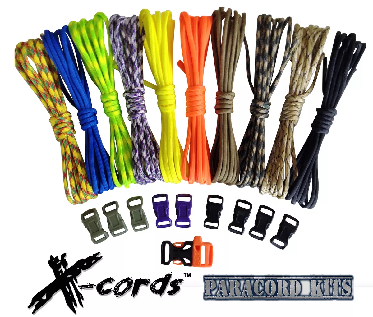 X-Cords Paracord Bracelet Kit W/ Fire Starter Buckle Make 10 paracord  bracelets