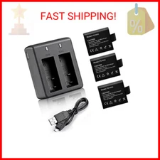 VVHOOY 3 x 1050mAh Rechargeable Action Camera Battery with USB Dual Charger Comp